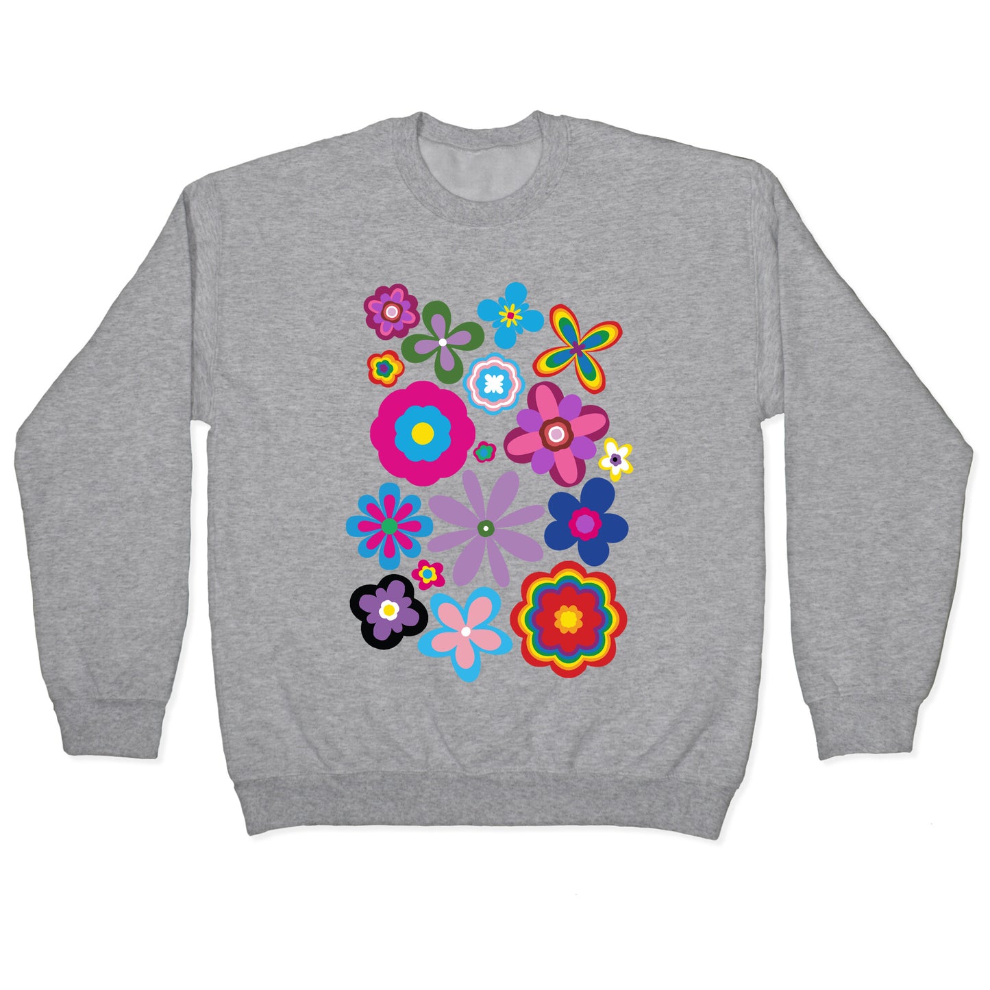 Hippie Pride Flower Pattern Crewneck Sweatshirt