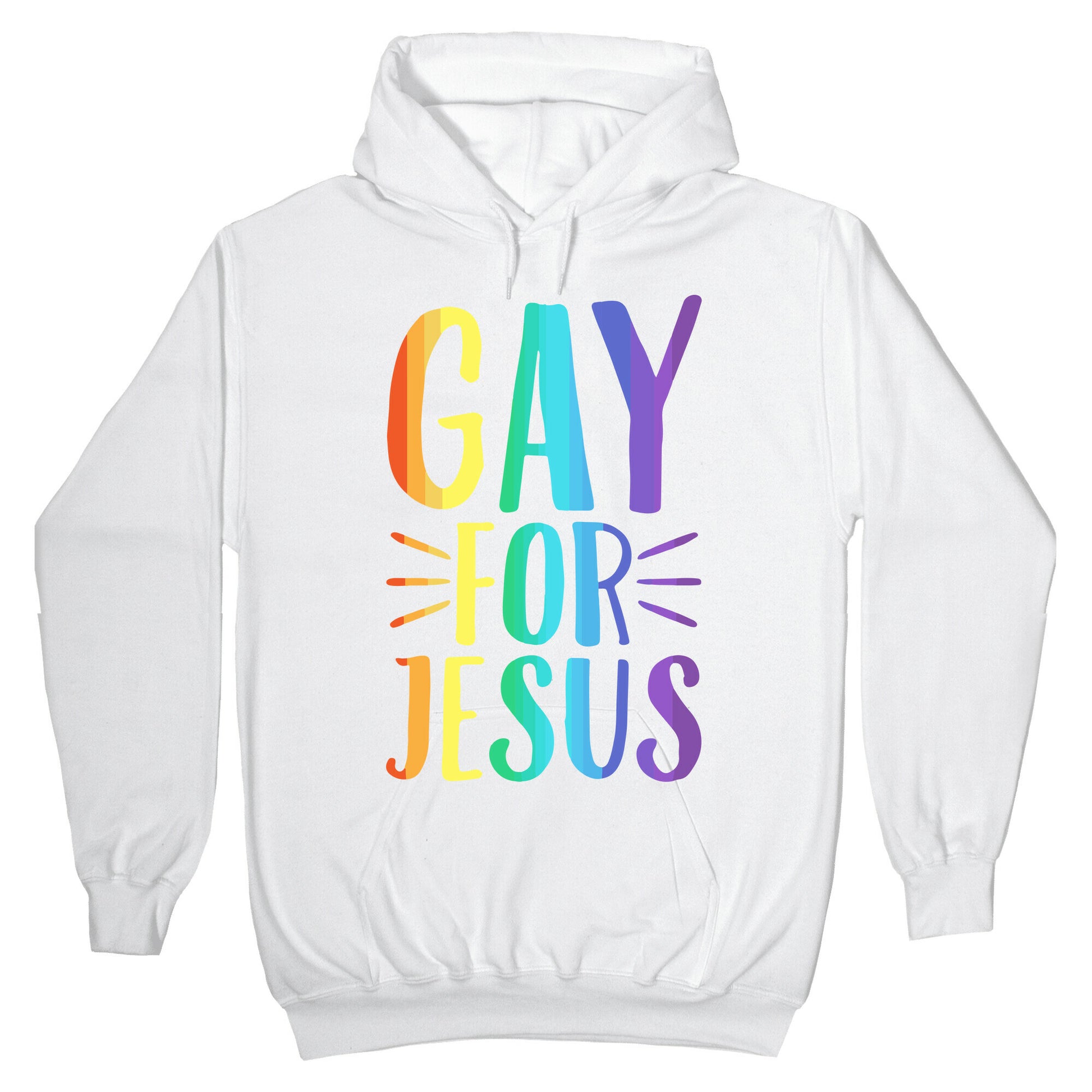 Gay For Jesus White Print Hoodie