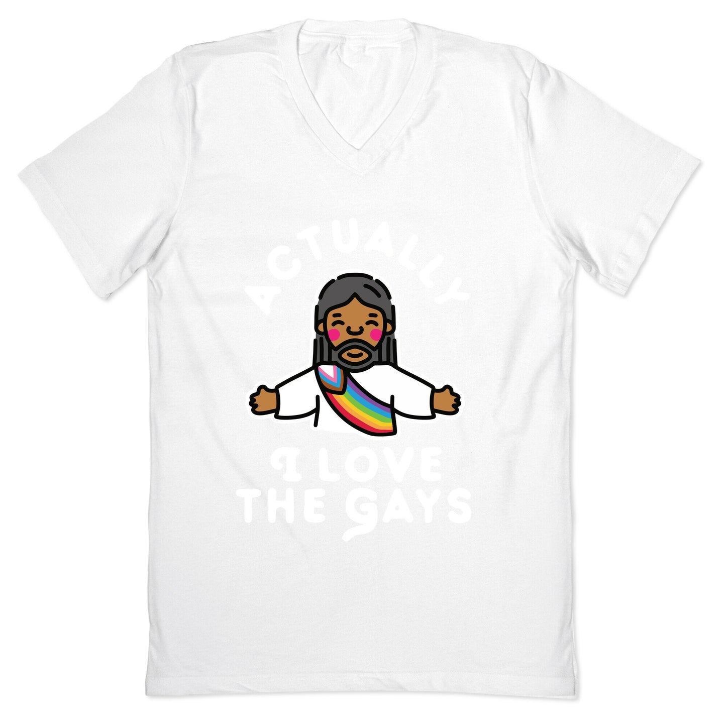 Actually, I Love The Gays (Brown Jesus) V-Neck