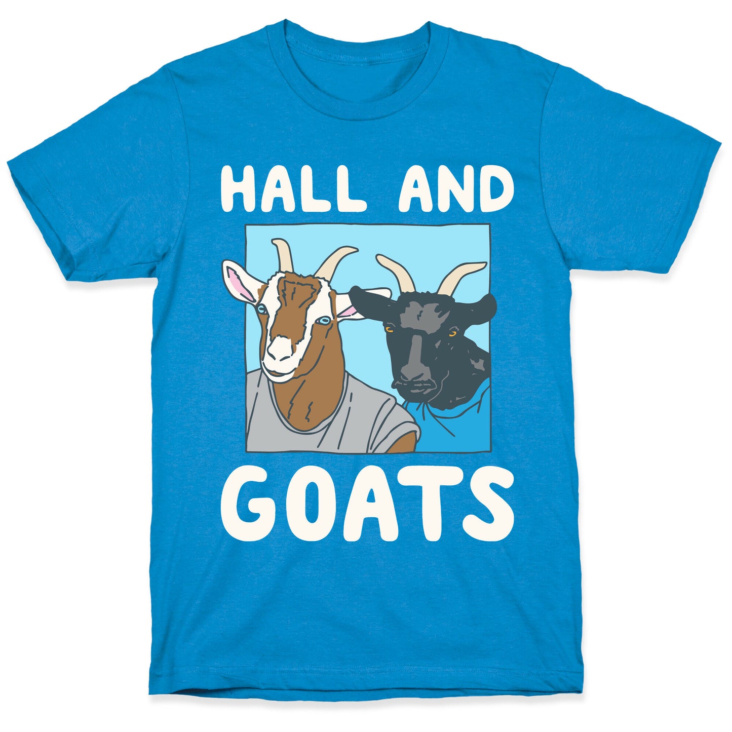 Hall And Goats Parody White Print T-Shirt