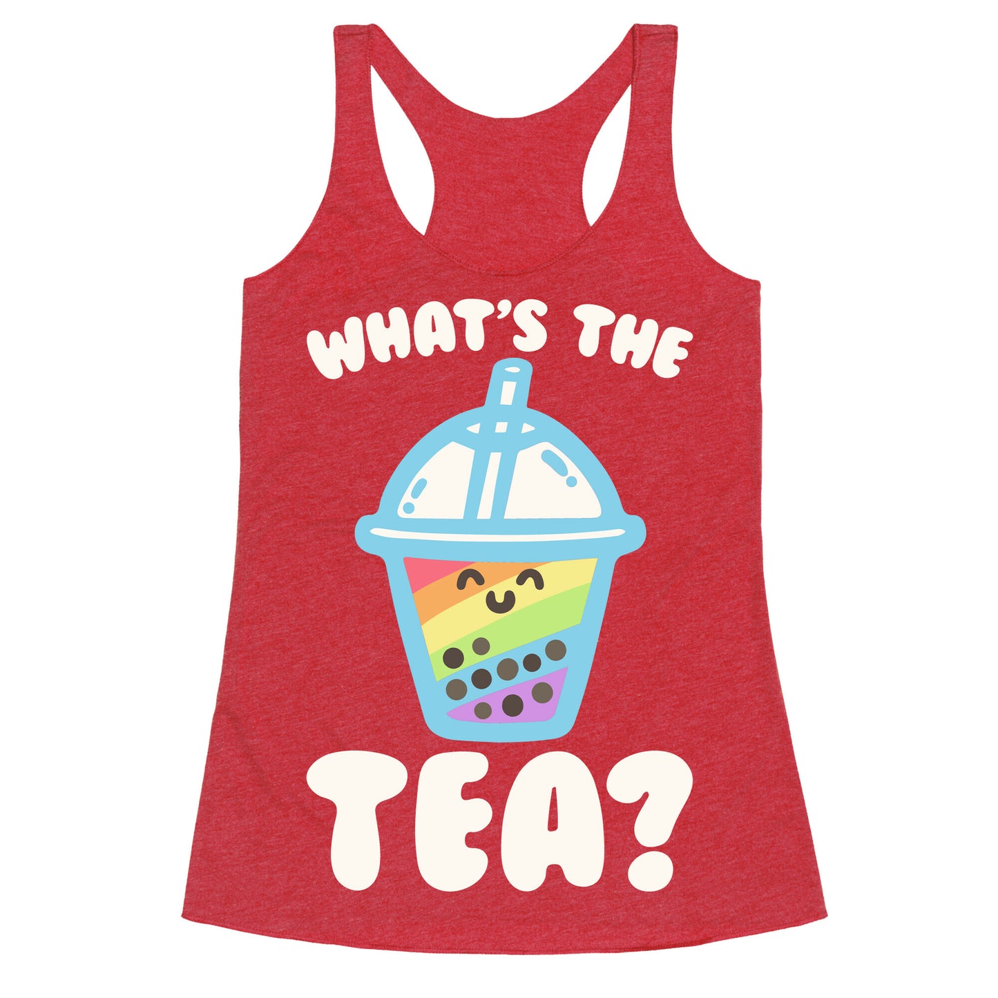 What's The Tea Bubble Tea White Print Racerback Tank