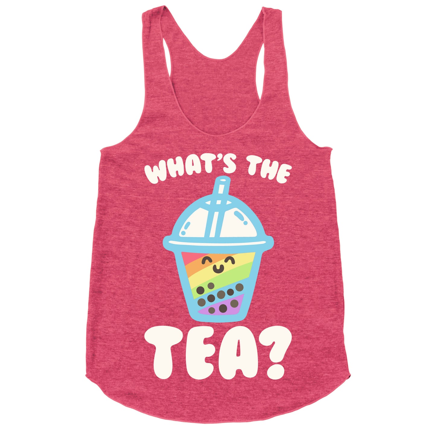 What's The Tea Bubble Tea White Print Racerback Tank