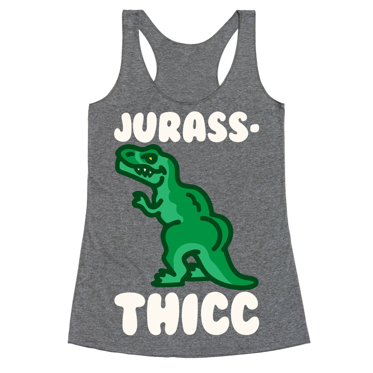 Jurassthicc Parody White Print Racerback Tank