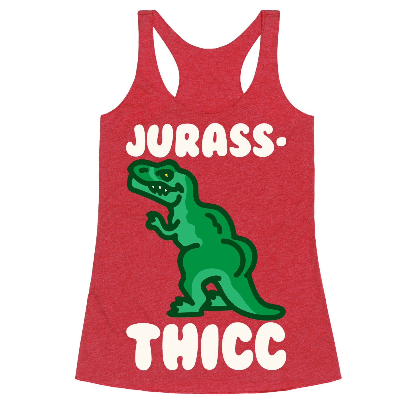 Jurassthicc Parody White Print Racerback Tank