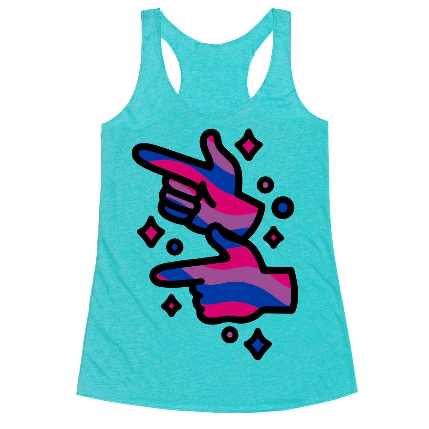 Bisexual Pride Finger Guns Racerback Tank