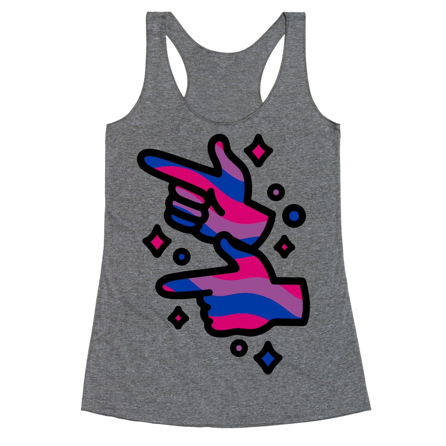 Bisexual Pride Finger Guns Racerback Tank
