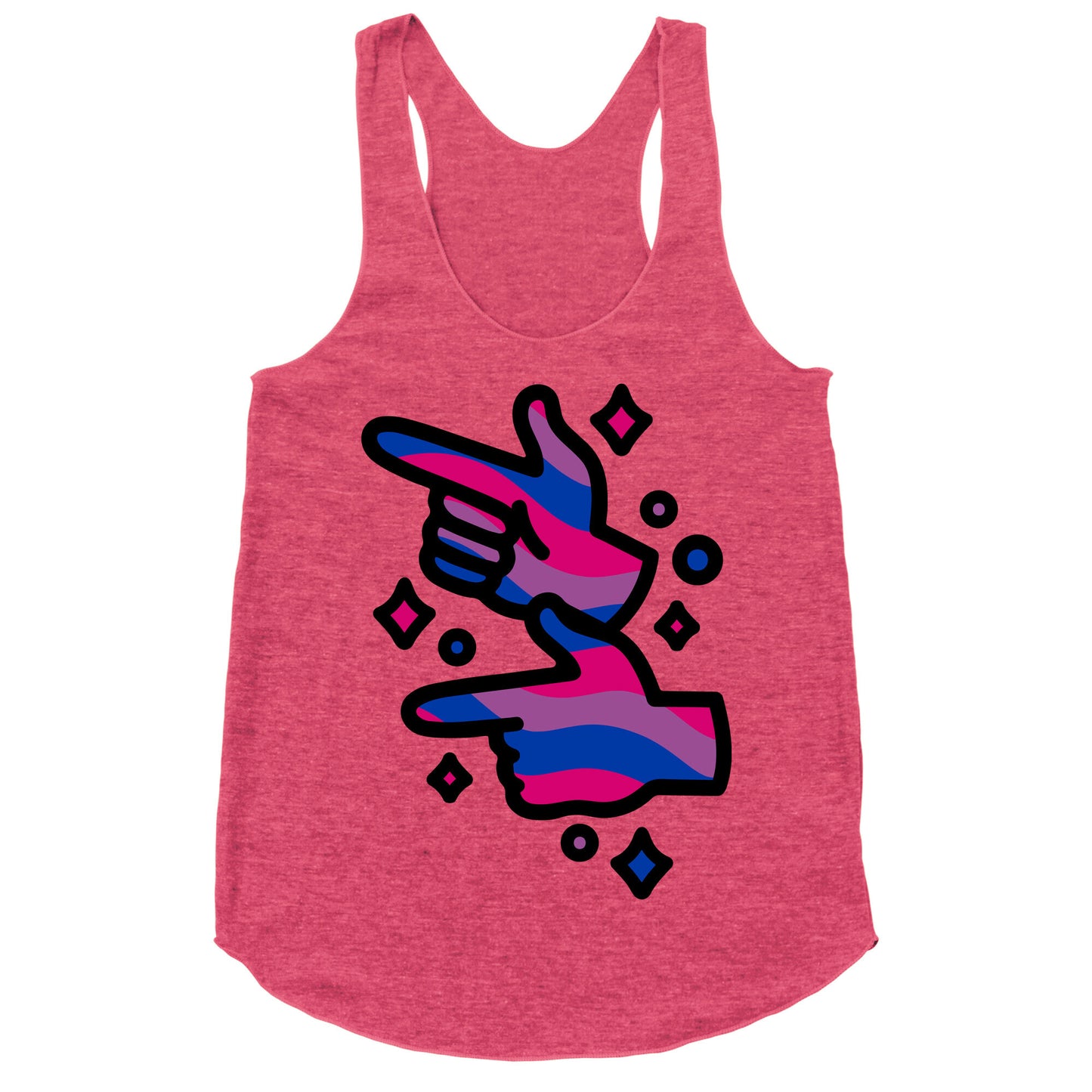 Bisexual Pride Finger Guns Racerback Tank