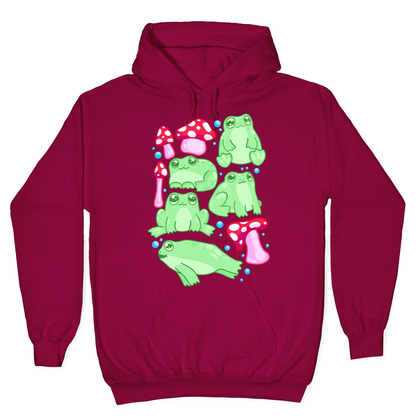 Frogs and Fungus Pattern Hoodie