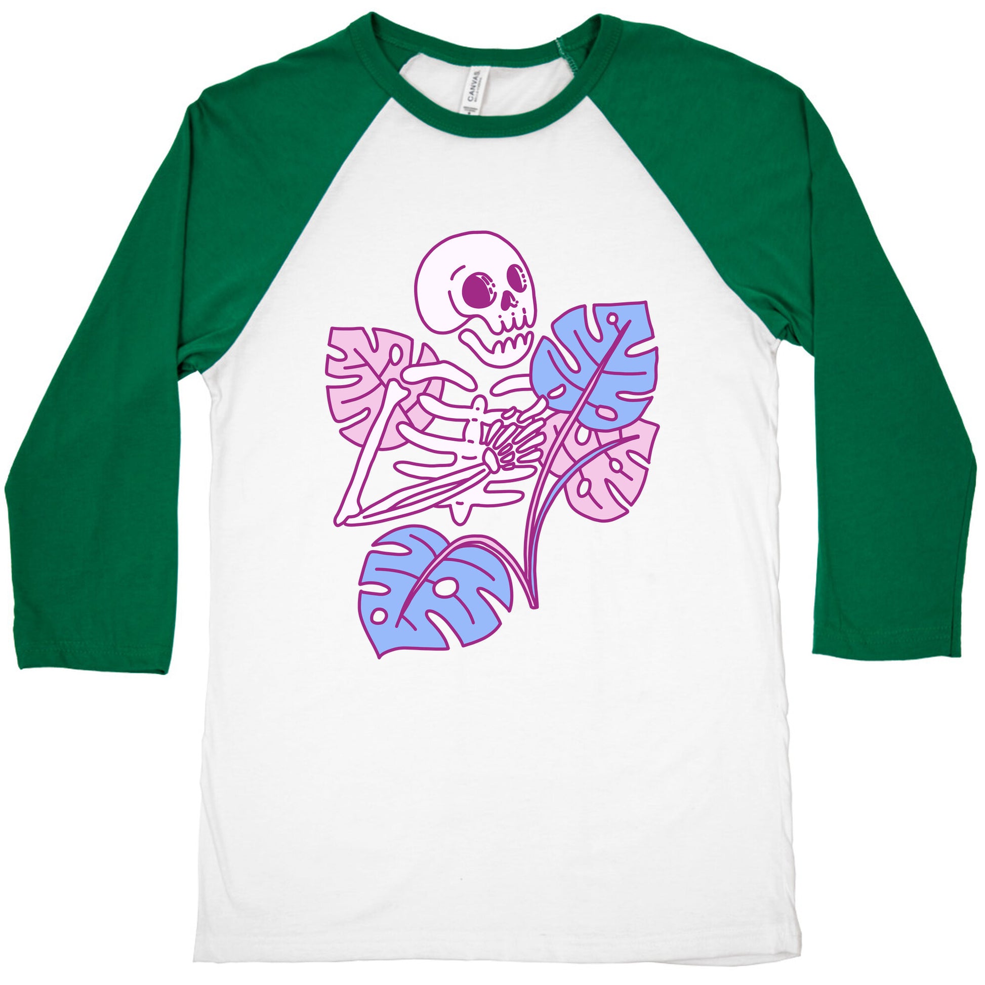 Monstera Skeleton Baseball Tee
