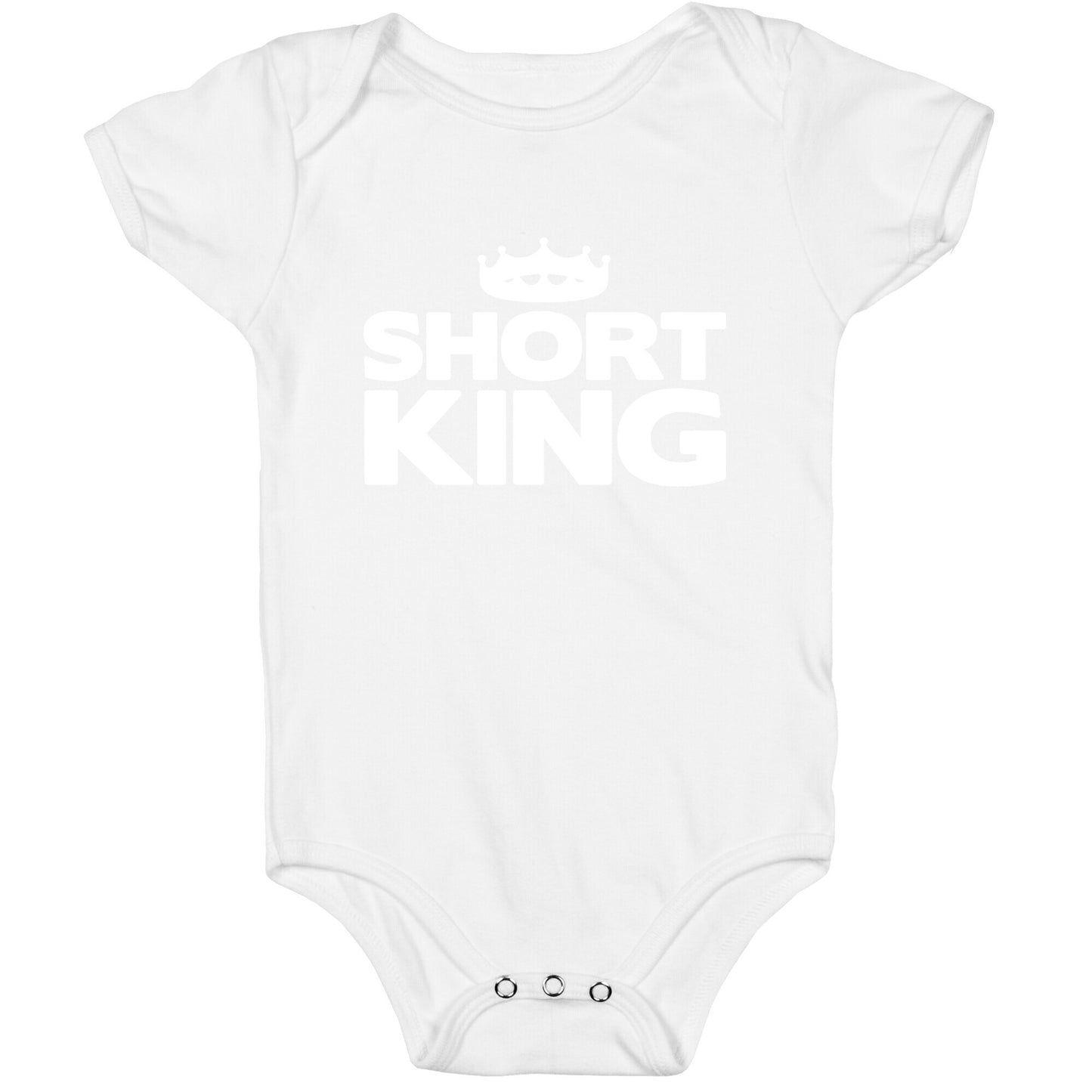 Short King White Print Baby One Piece