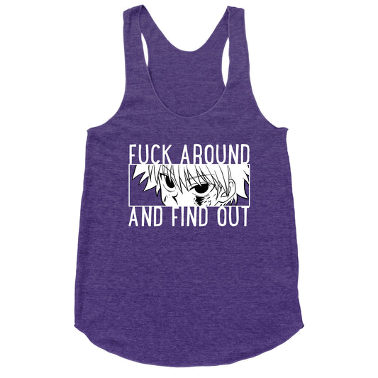 Killua Fuck Around And Find Out (white)  Racerback Tank