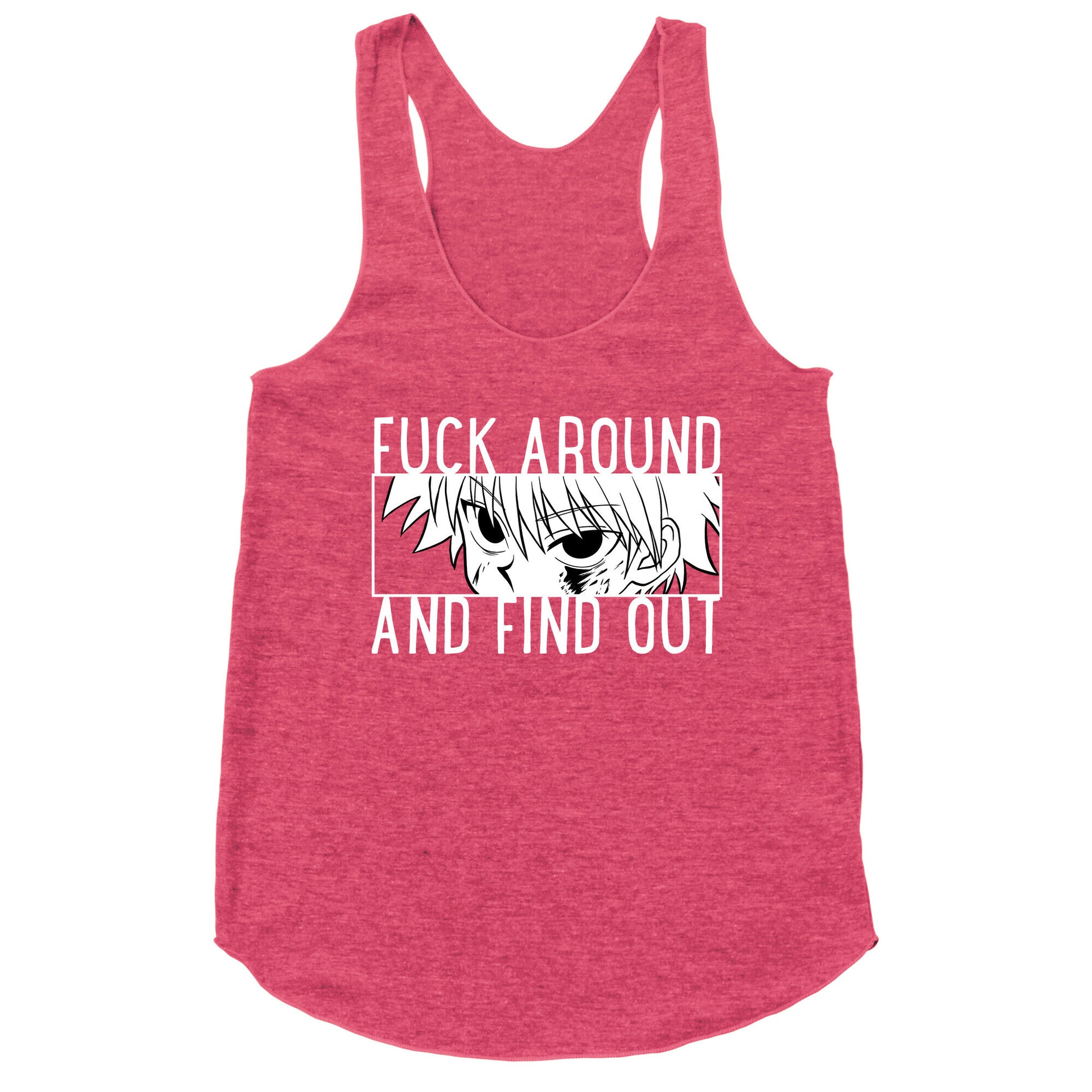 Killua Fuck Around And Find Out (white)  Racerback Tank