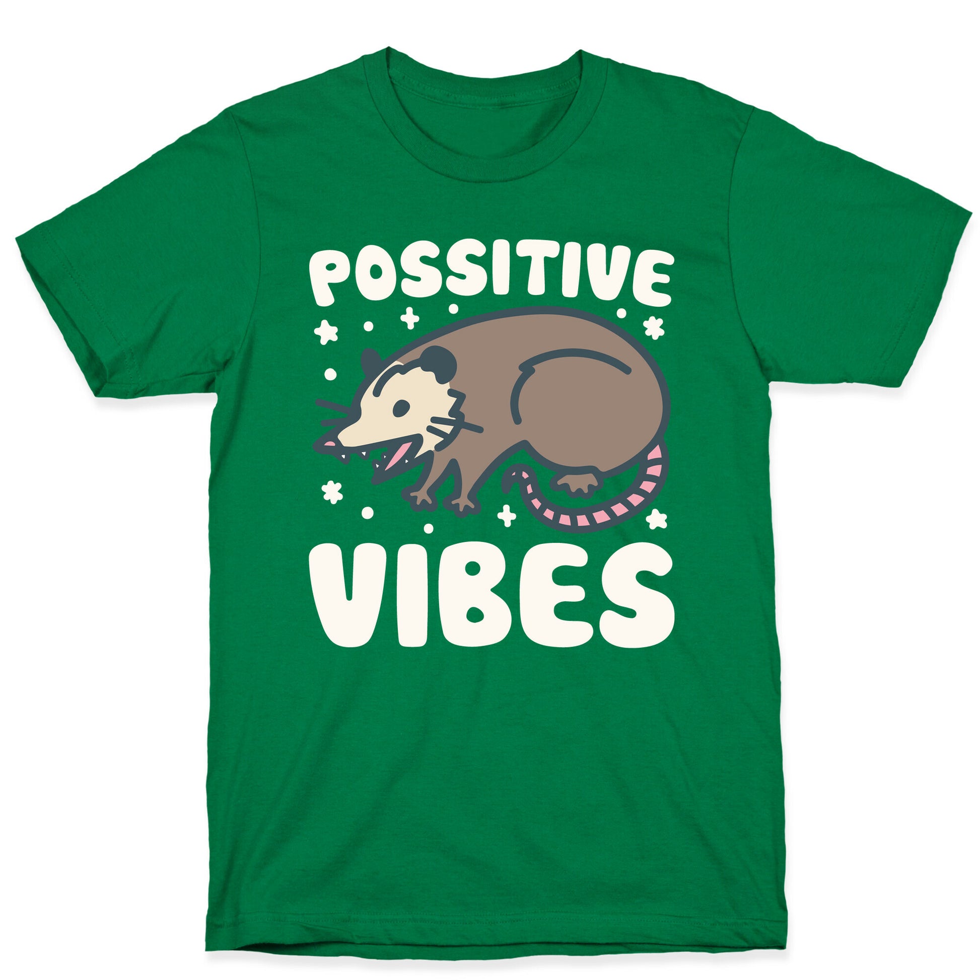 Possitive Vibes Opossum White Print T-Shirt