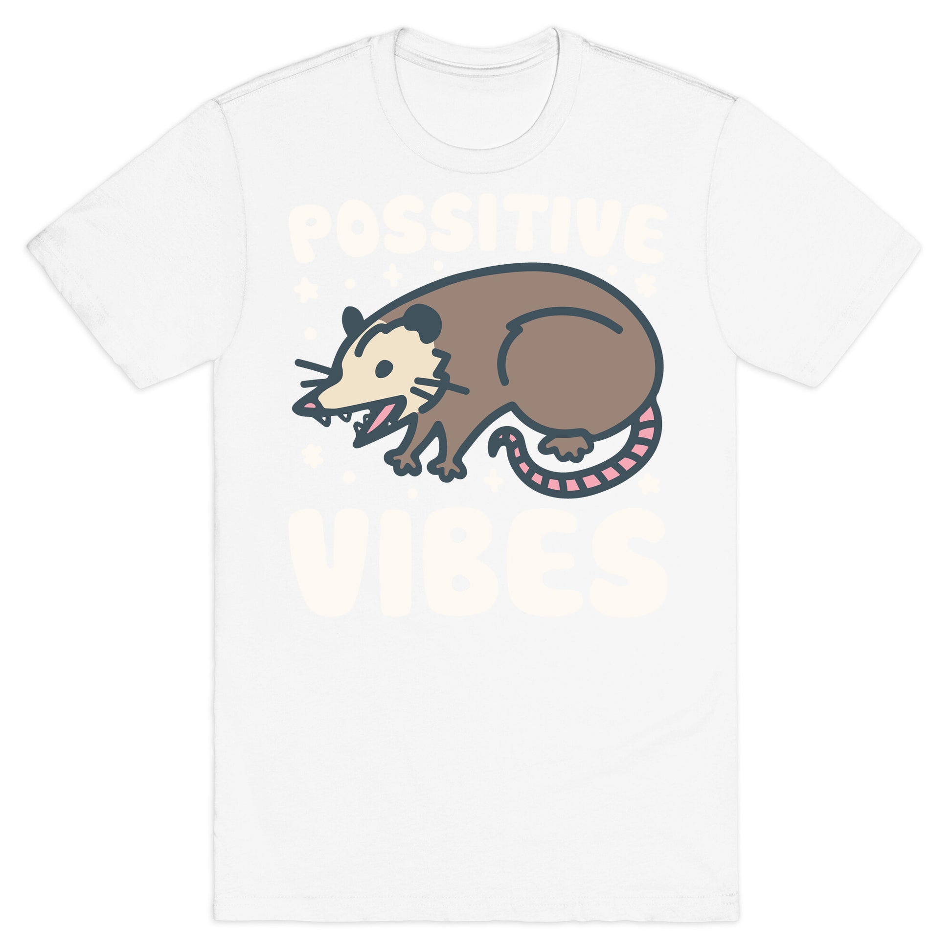Possitive Vibes Opossum White Print T-Shirt
