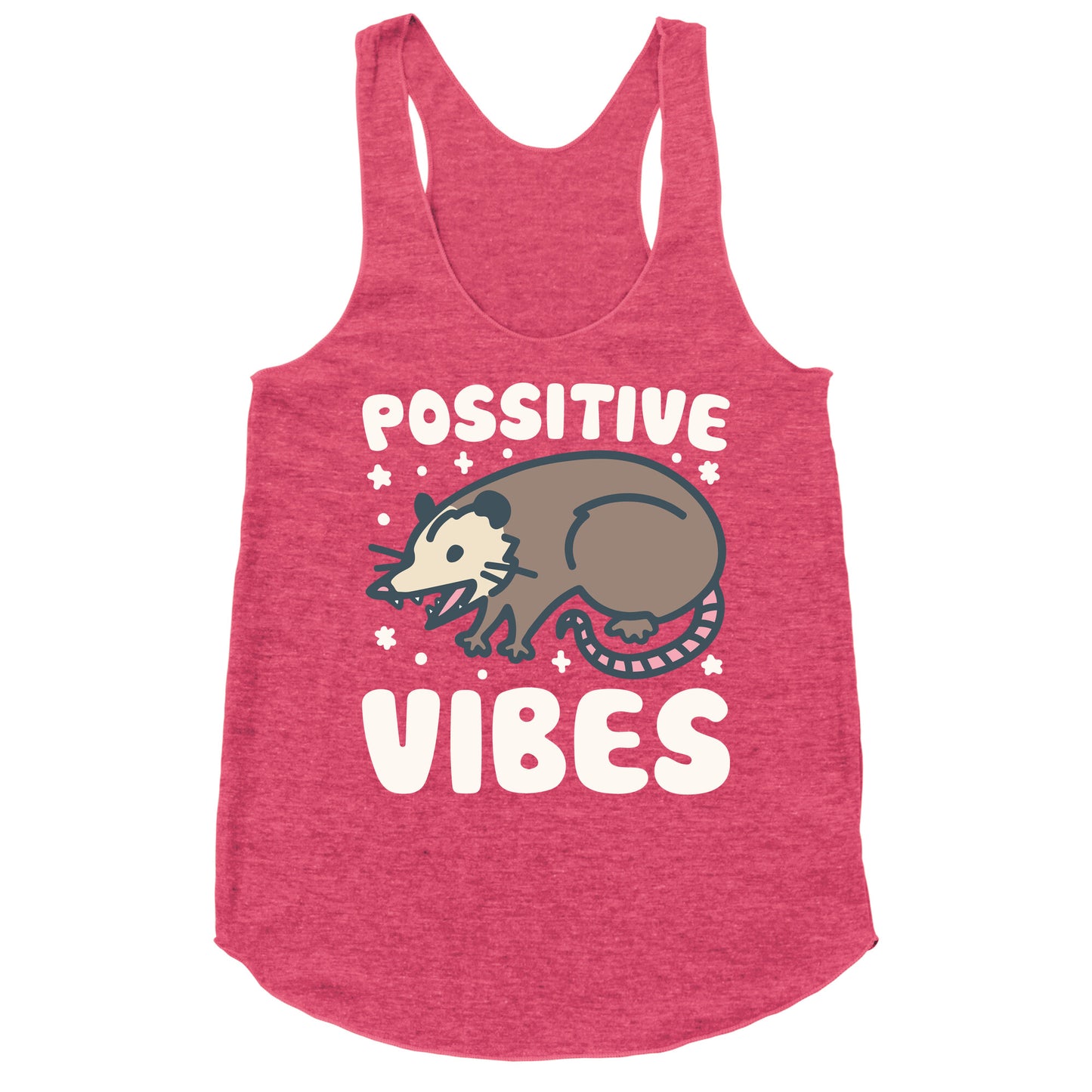 Possitive Vibes Opossum White Print Racerback Tank