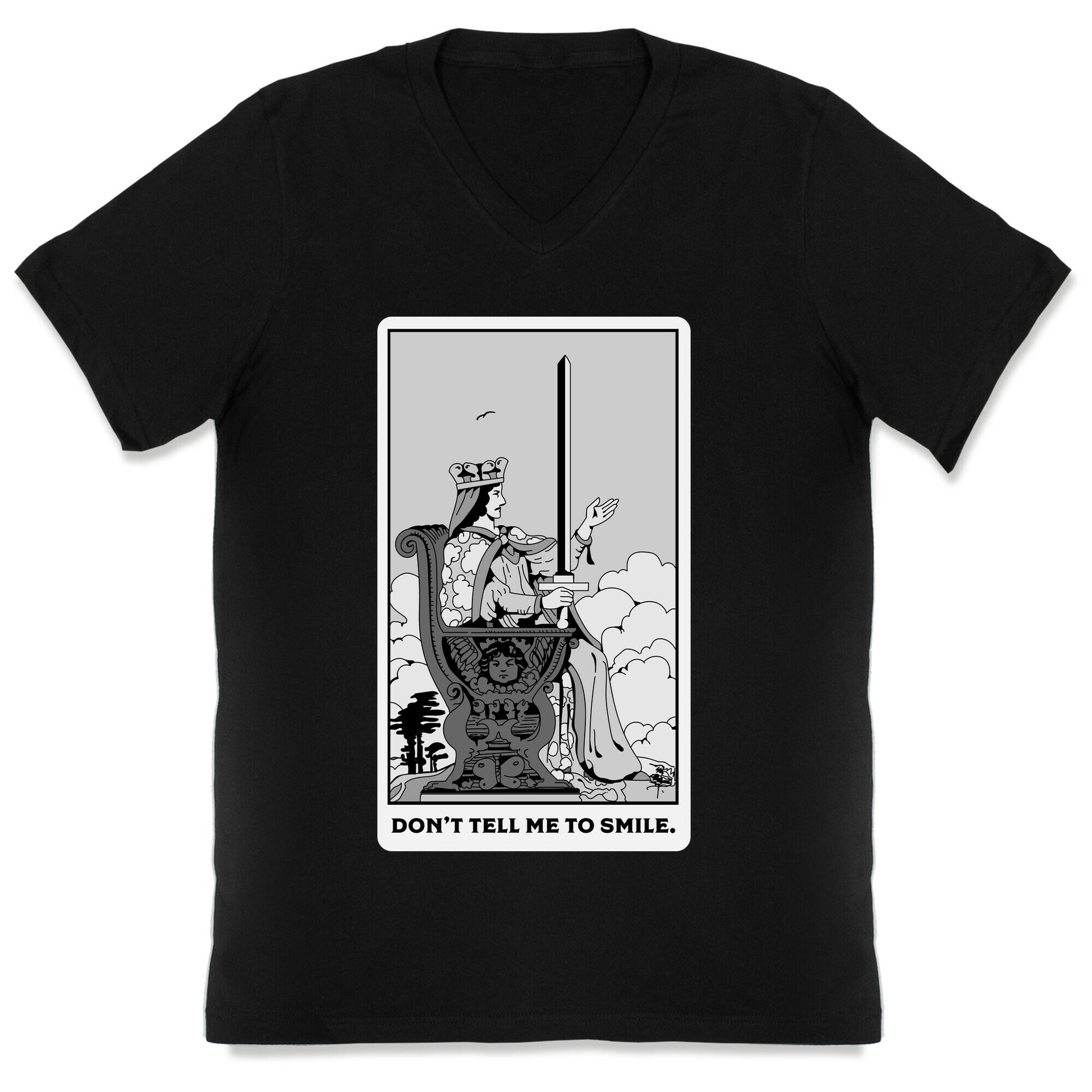 Don't Tell Me To Smile (Queen Of Swords Tarot) V-Neck
