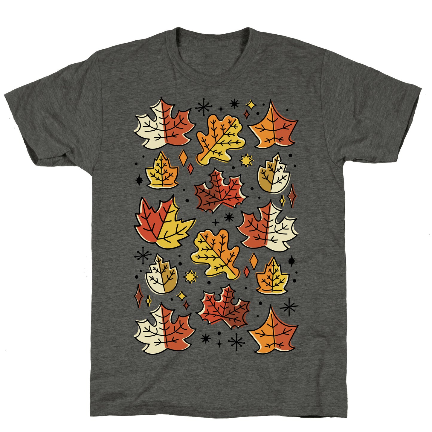 Mid Century Modern Fall Leaves Unisex Triblend Tee