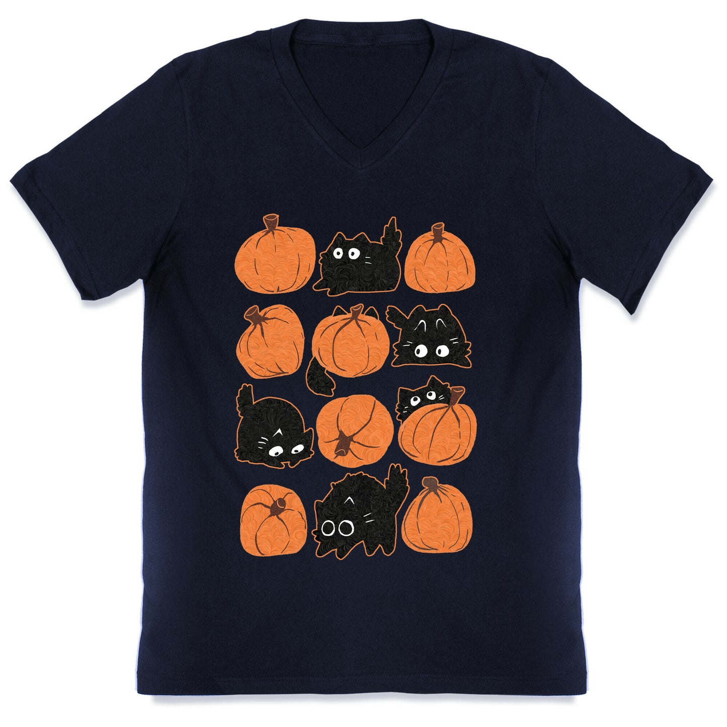 Pumpkin Cats V-Neck