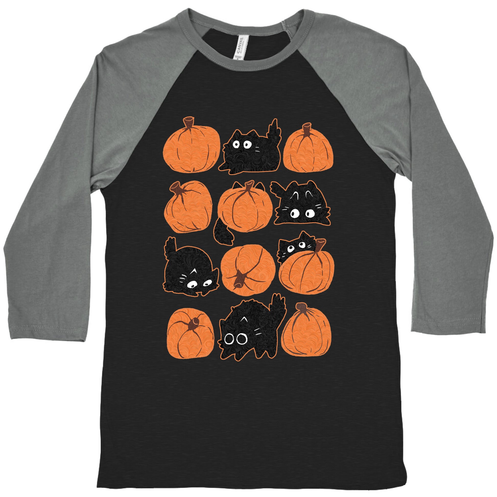 Pumpkin Cats Baseball Tee