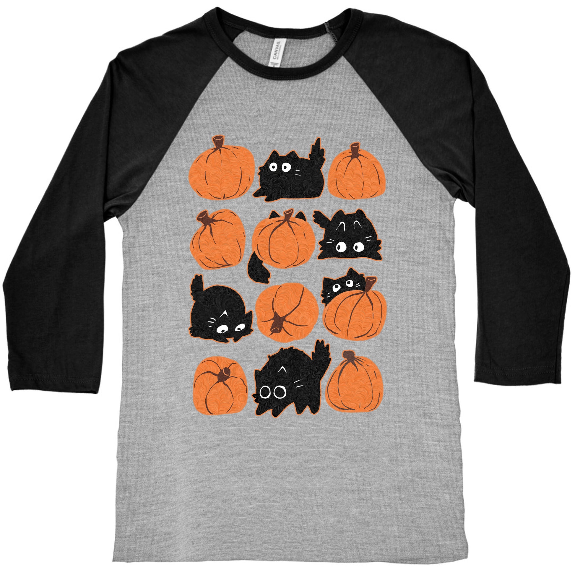 Pumpkin Cats Baseball Tee