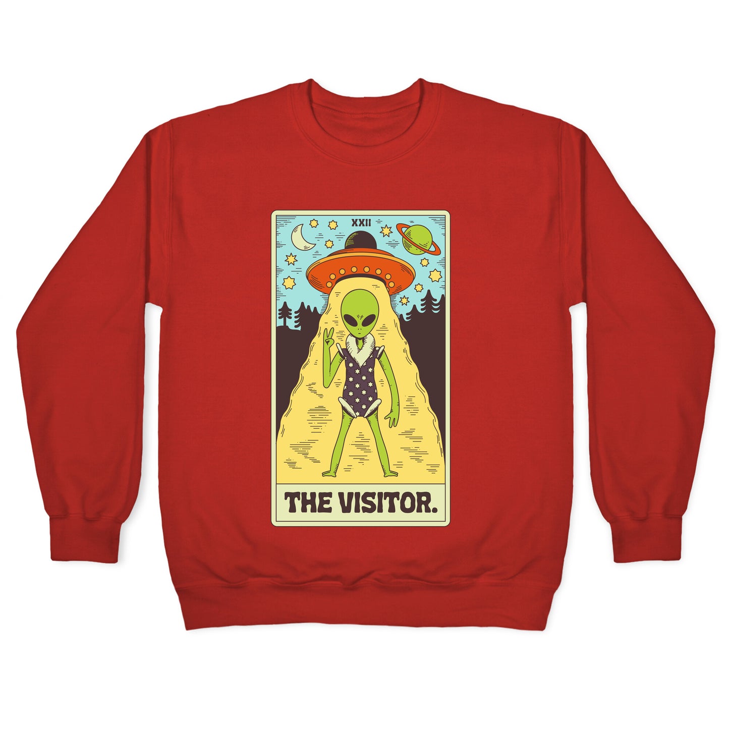 The Visitor Alien Tarot Card Crewneck Sweatshirt