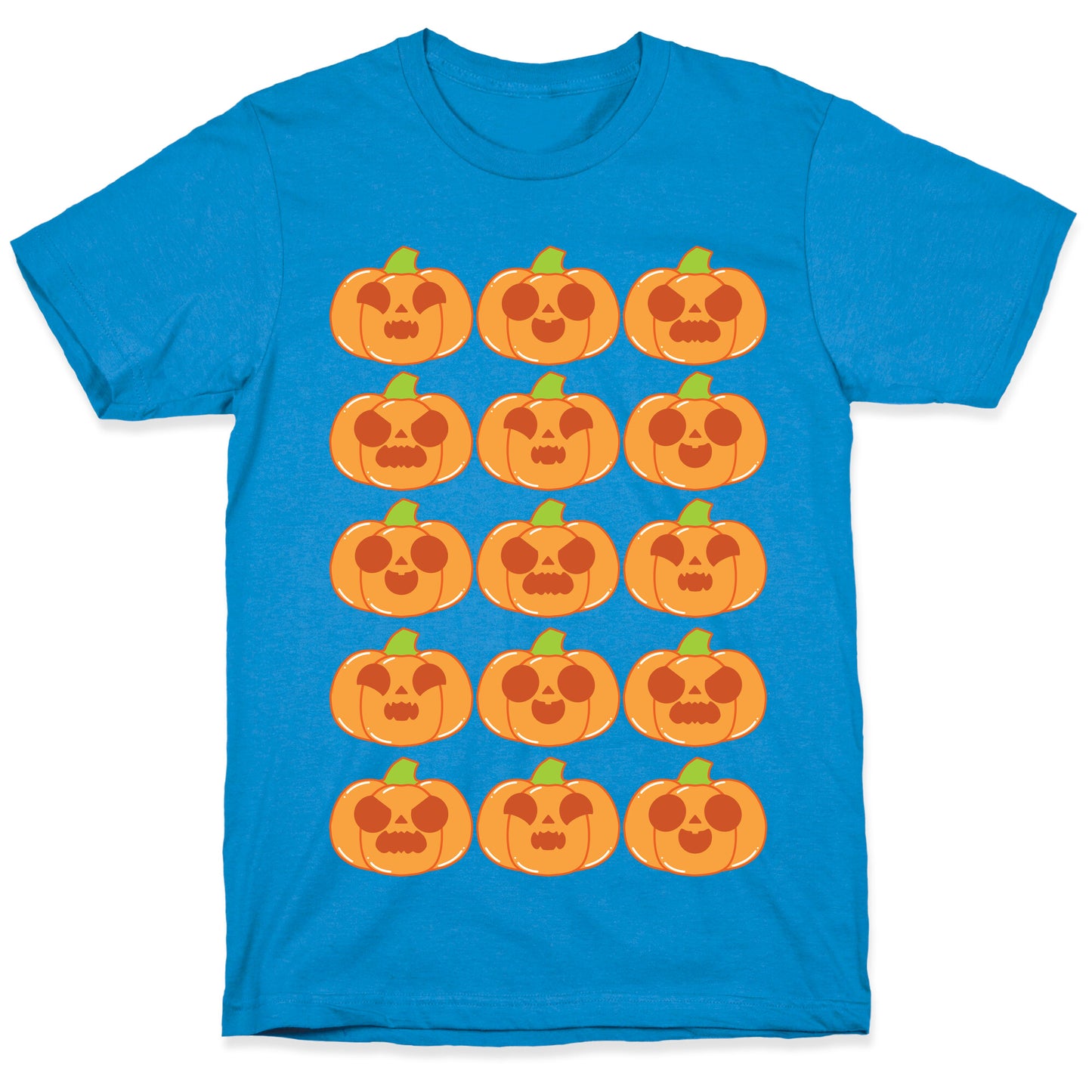 Kawaii Pumpkins Pattern Orange T-Shirt