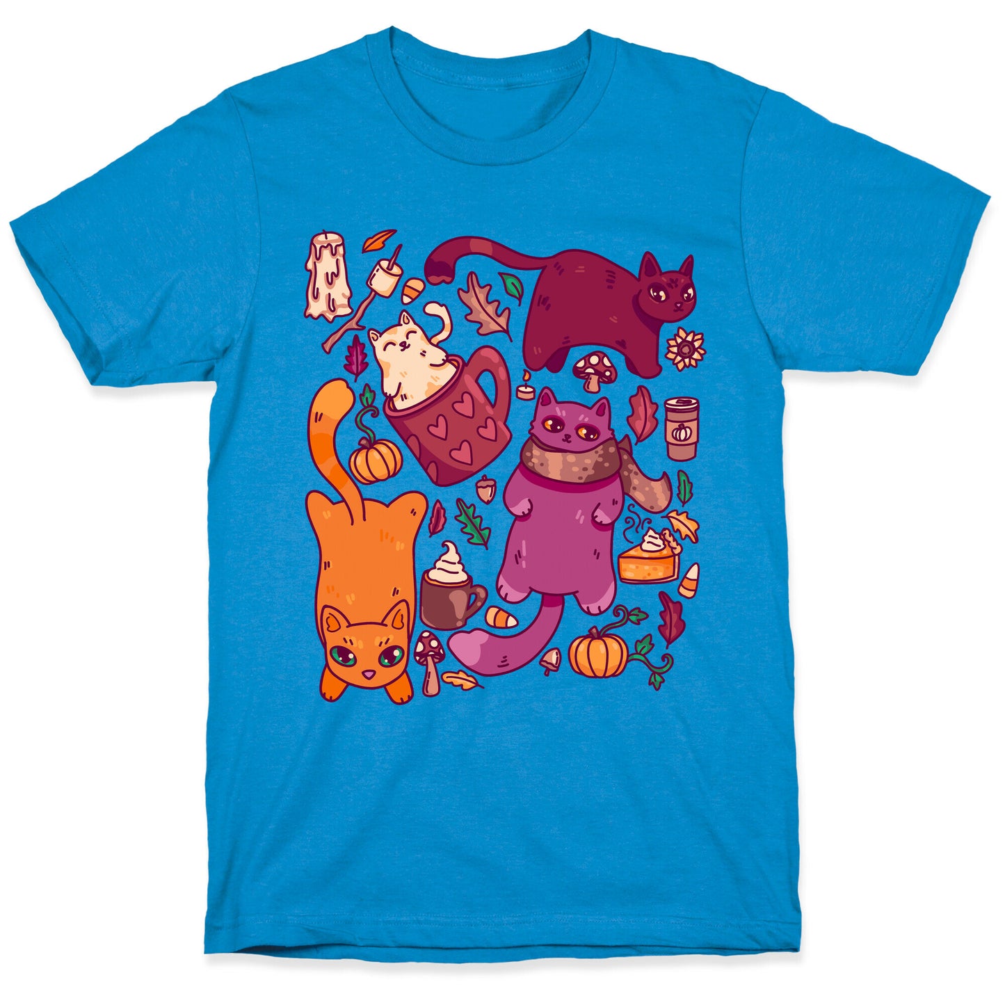 Fall Cats Pattern T-Shirt