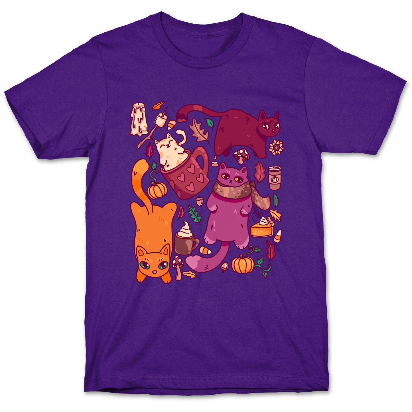 Fall Cats Pattern T-Shirt