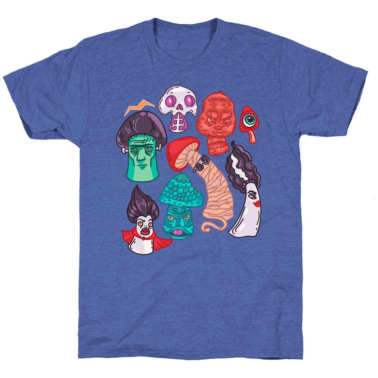 Mushroom Monsters Pattern Unisex Triblend Tee