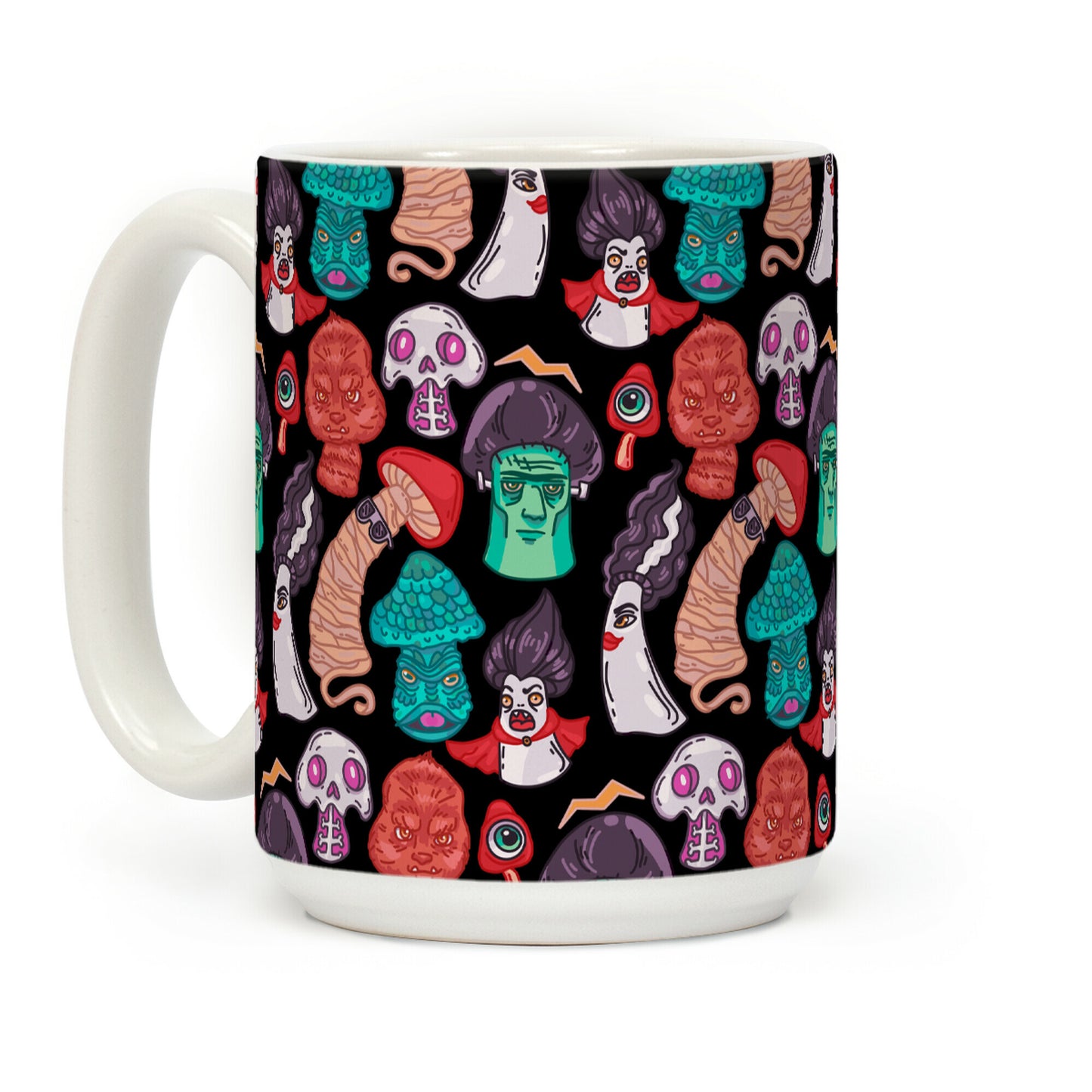 Mushroom Monsters Pattern Coffee Mug