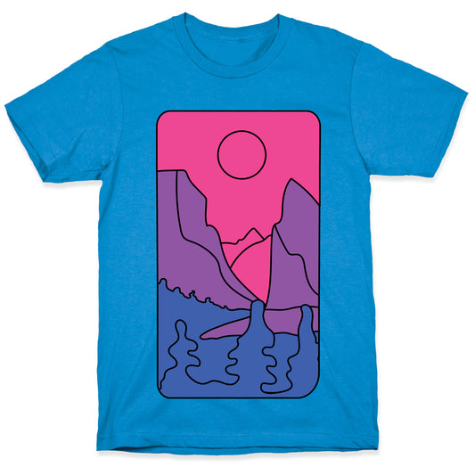 Groovy Pride Flag Landscapes: Bi Flag T-Shirt