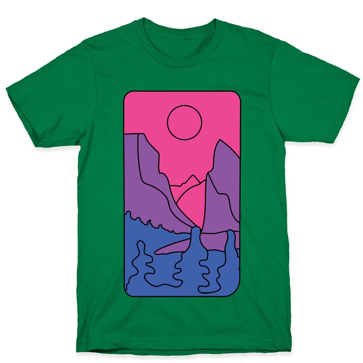 Groovy Pride Flag Landscapes: Bi Flag T-Shirt