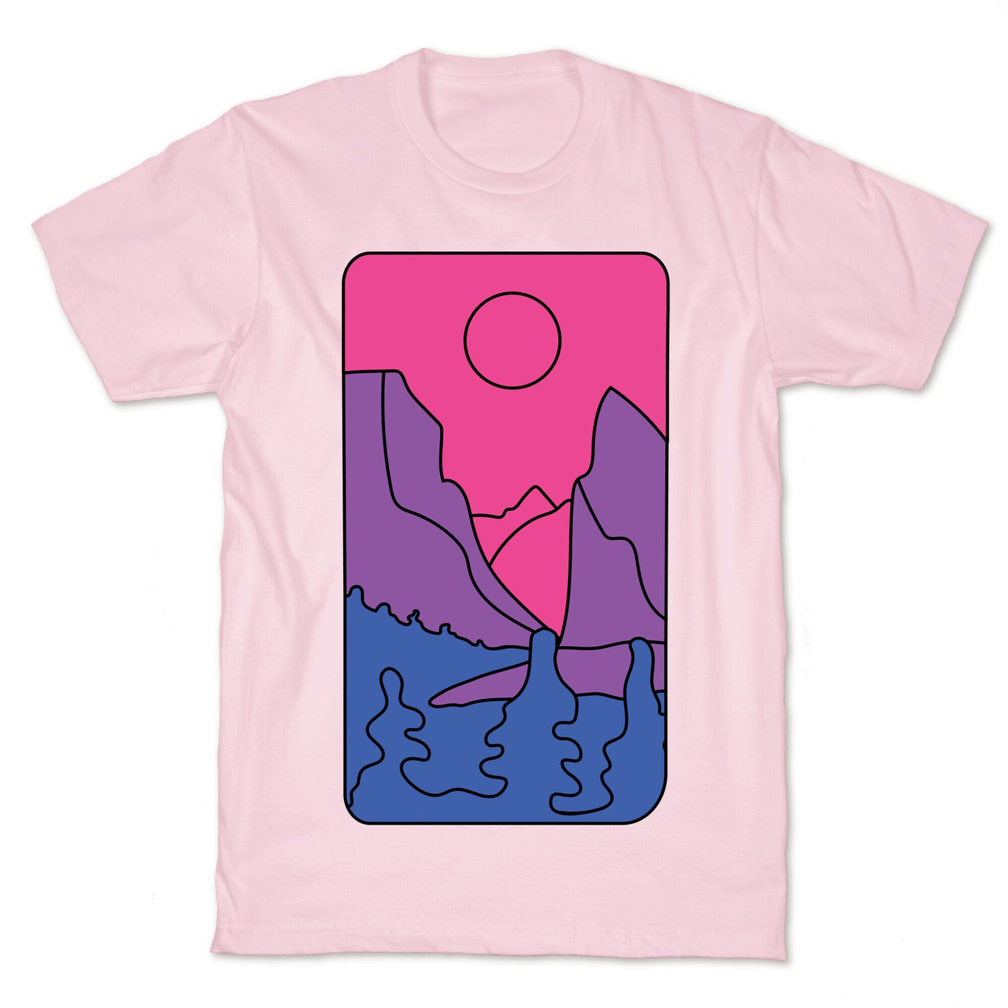 Groovy Pride Flag Landscapes: Bi Flag T-Shirt