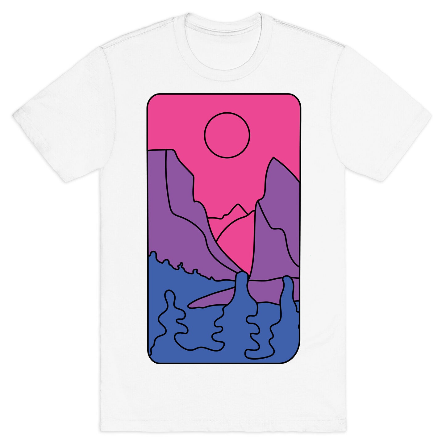 Groovy Pride Flag Landscapes: Bi Flag T-Shirt