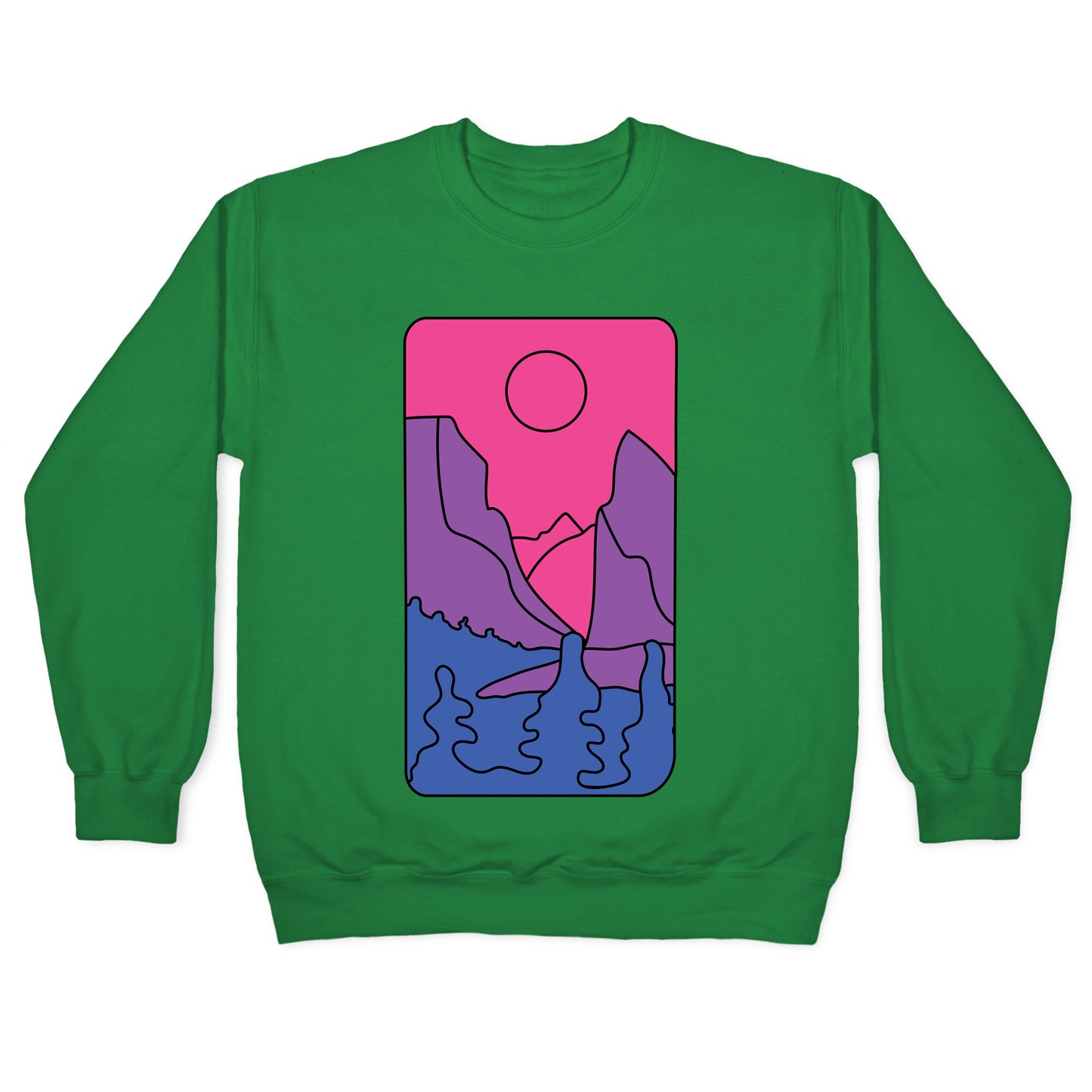 Groovy Pride Flag Landscapes: Bi Flag Crewneck Sweatshirt