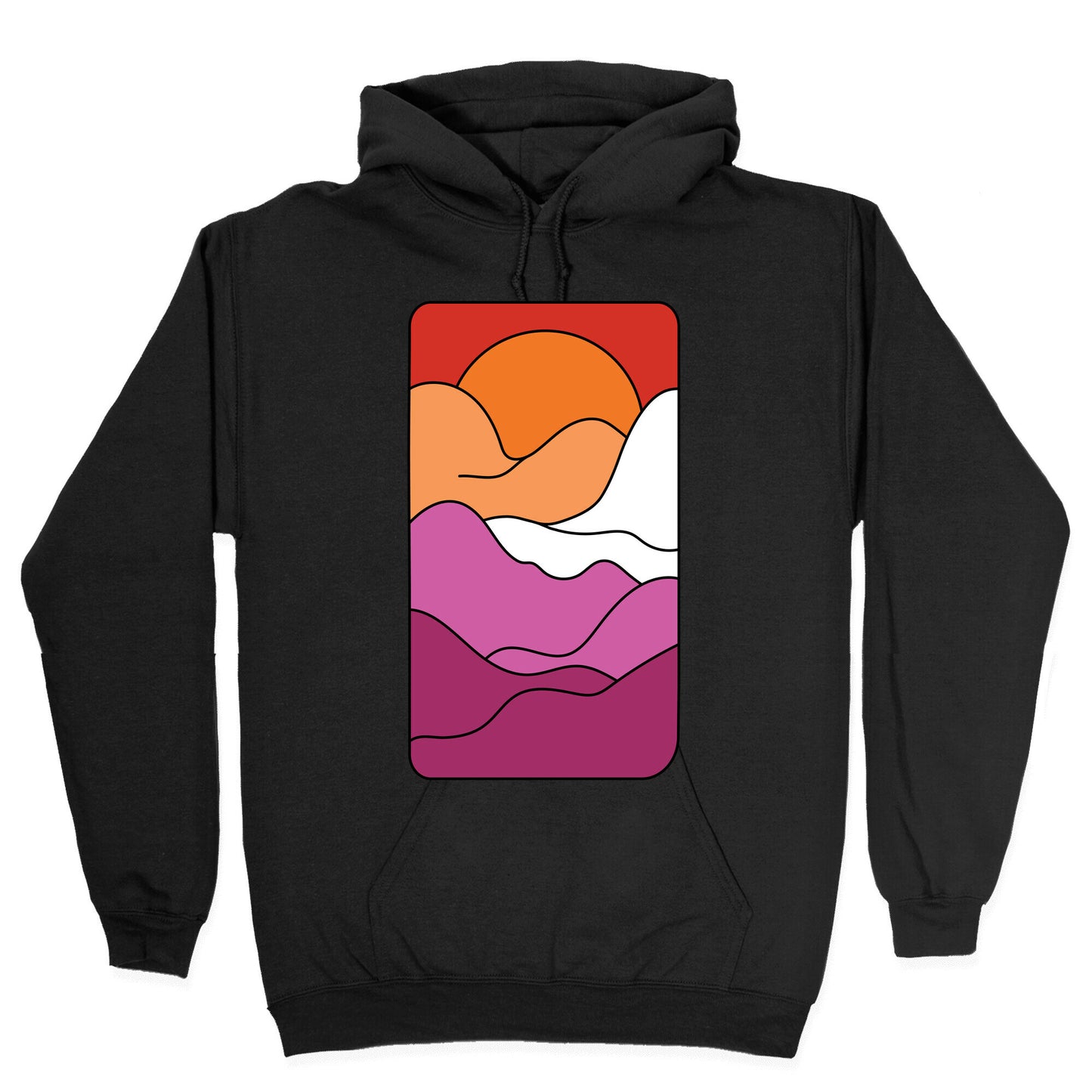 Groovy Pride Flag Landscapes: Lesbian Flag Hoodie