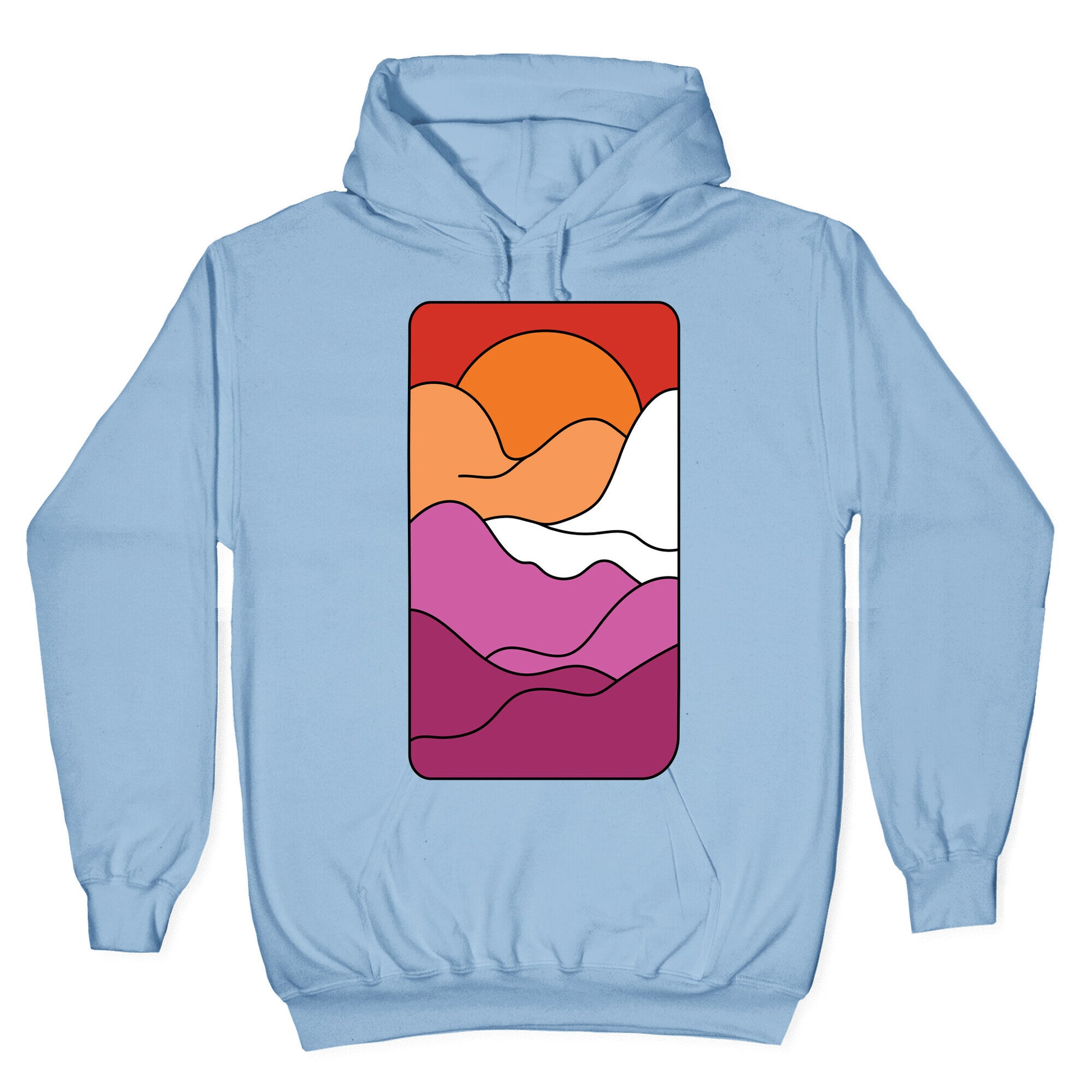 Groovy Pride Flag Landscapes: Lesbian Flag Hoodie