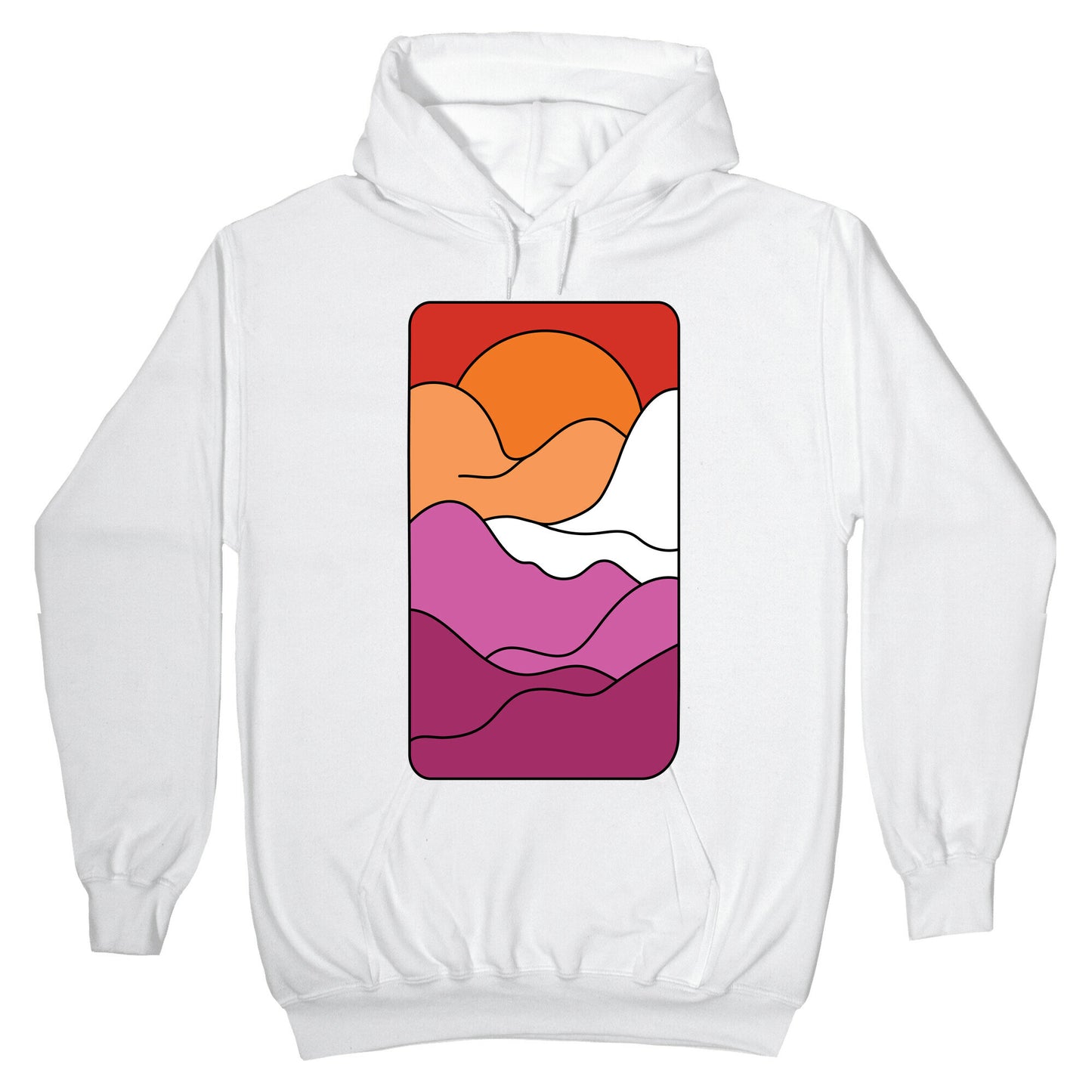 Groovy Pride Flag Landscapes: Lesbian Flag Hoodie
