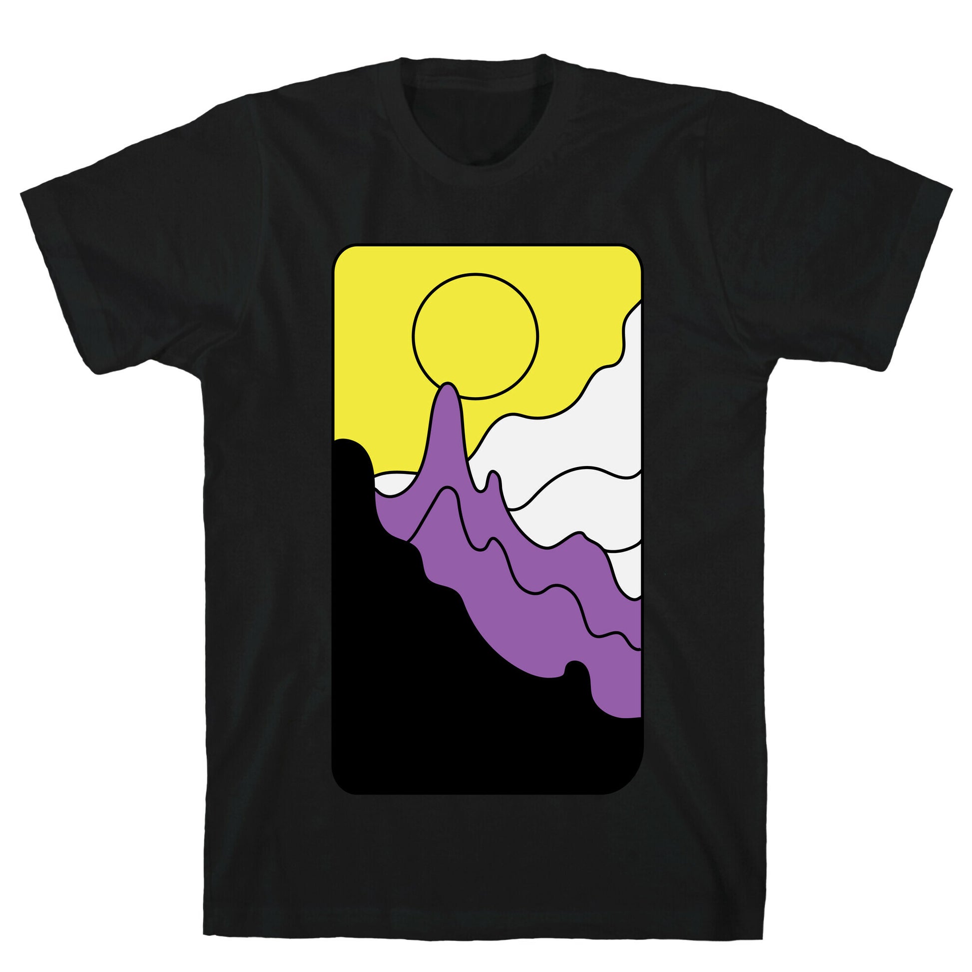 Groovy Pride Flag Landscapes: Nonbinary Flag T-Shirt