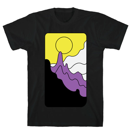 Groovy Pride Flag Landscapes: Nonbinary Flag T-Shirt