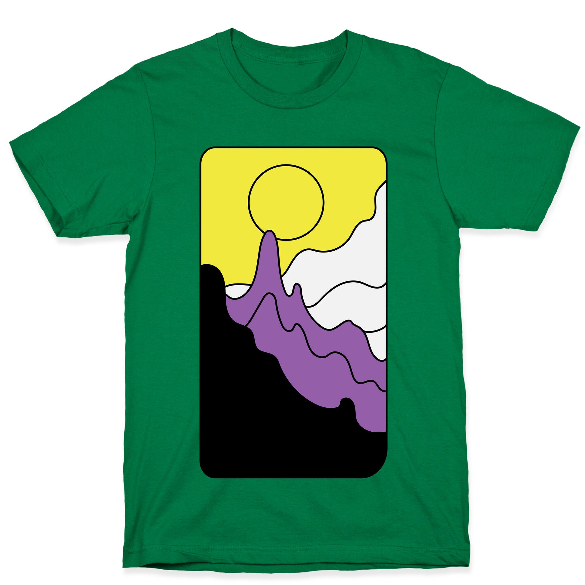 Groovy Pride Flag Landscapes: Nonbinary Flag T-Shirt