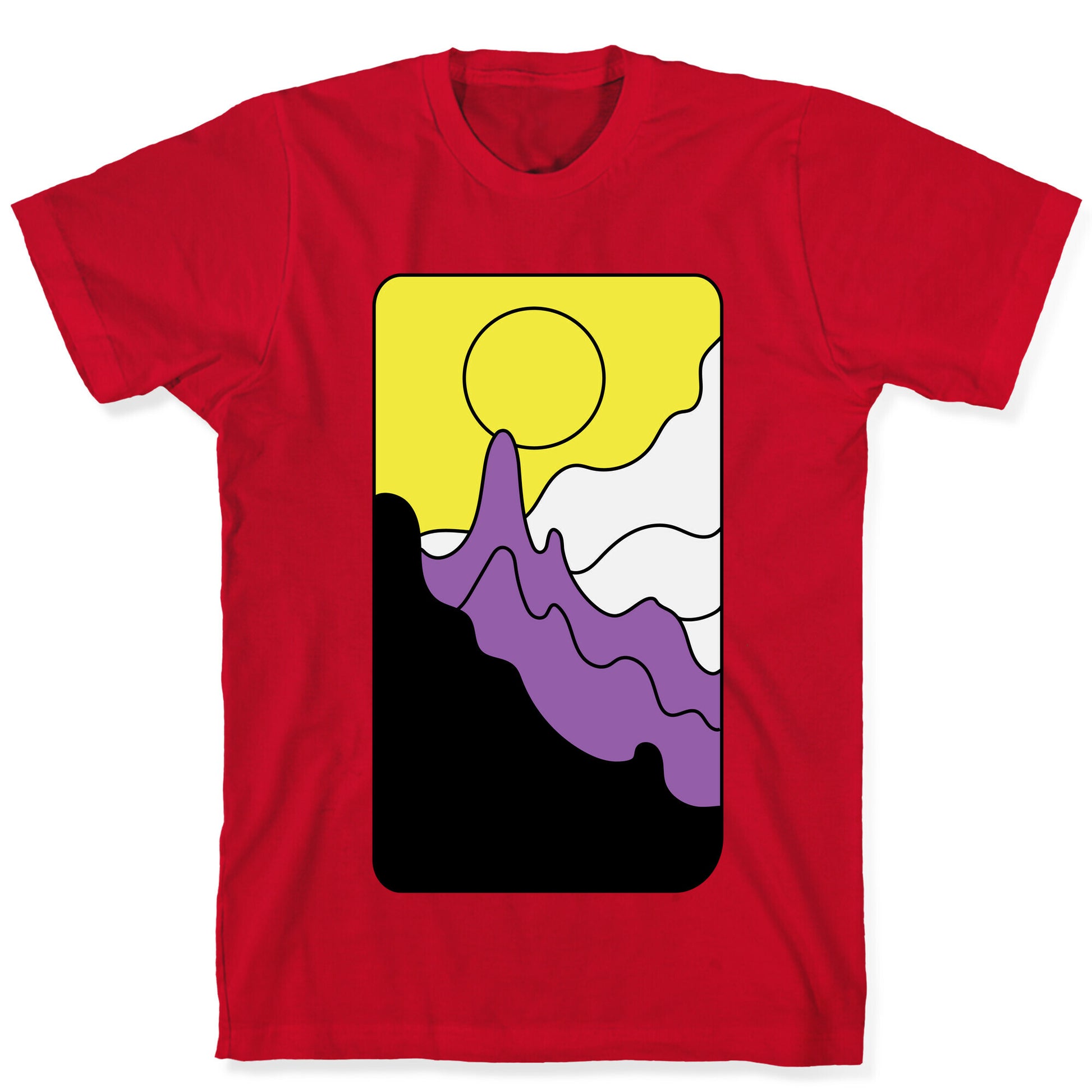 Groovy Pride Flag Landscapes: Nonbinary Flag T-Shirt