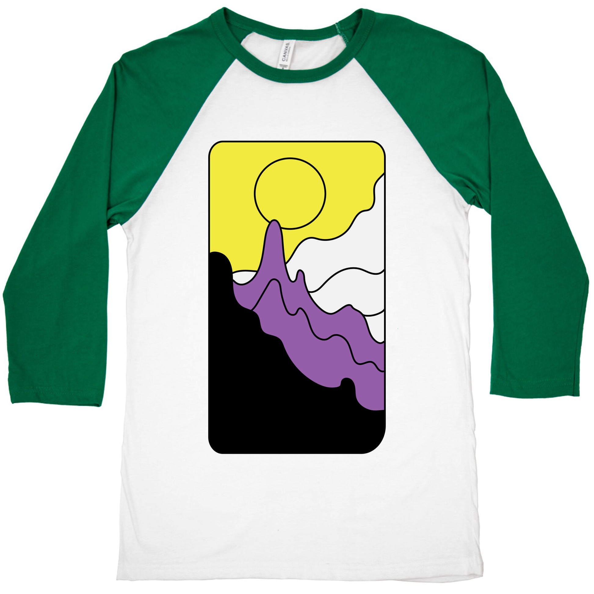 Groovy Pride Flag Landscapes: Nonbinary Flag Baseball Tee