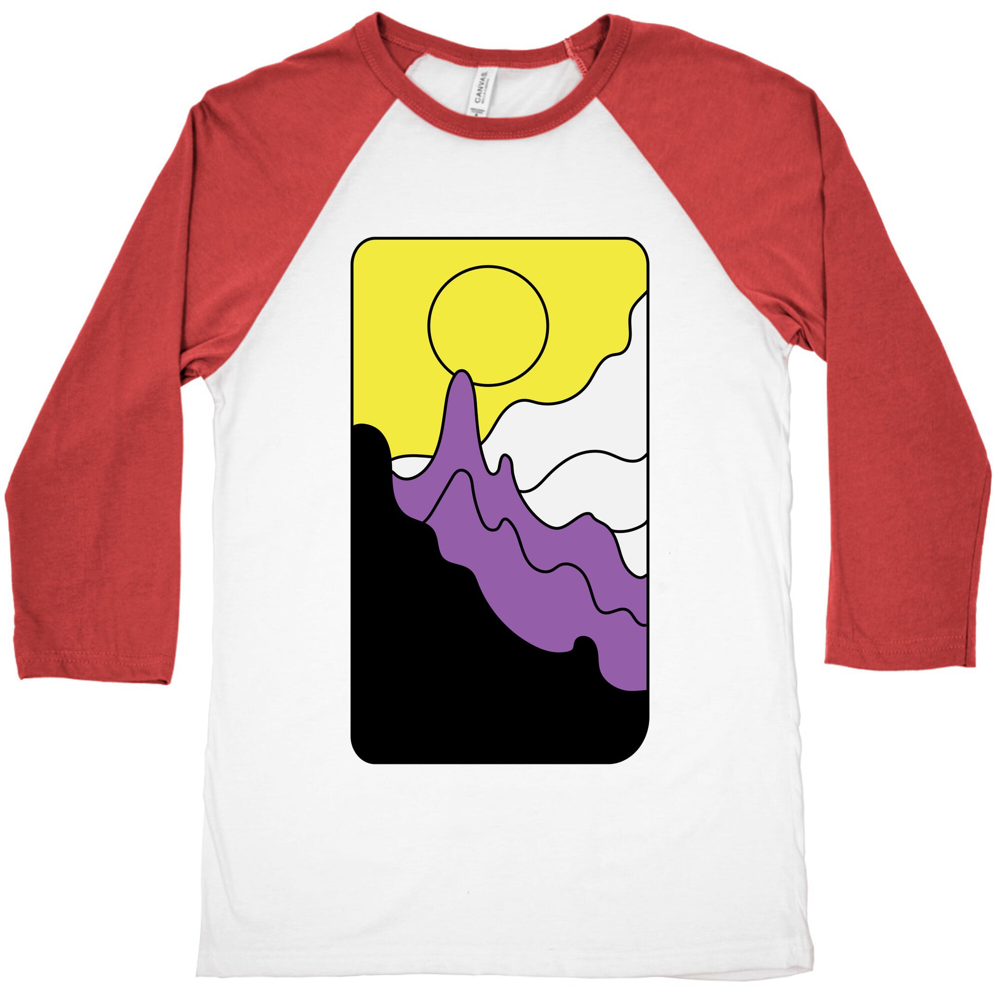 Groovy Pride Flag Landscapes: Nonbinary Flag Baseball Tee