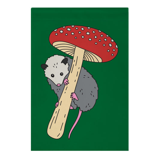 Opossum Mushroom Garden Flag