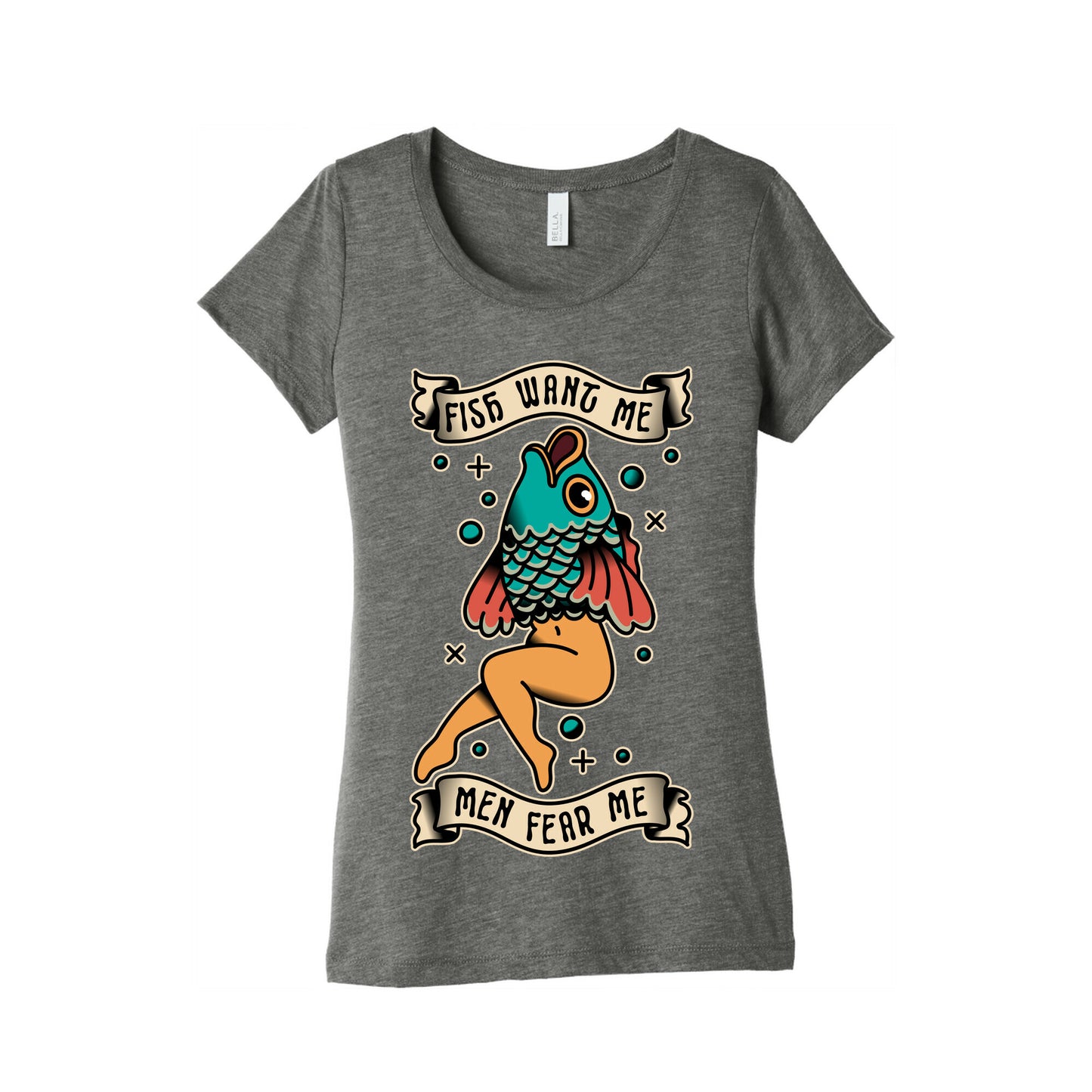 Fish Want Me Men Fear Me Reverse Mermaid Women's Triblend Tee