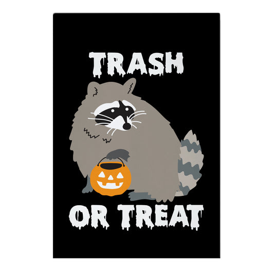 Trash Or Treat Raccoon Garden Flag