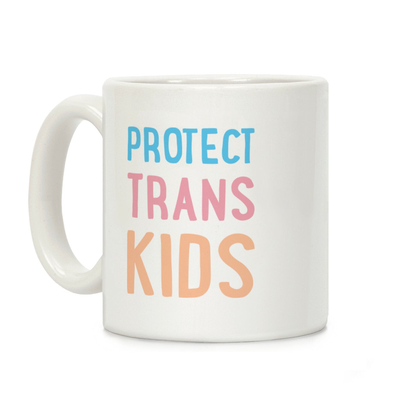 Protect Trans Kids White Print Coffee Mug