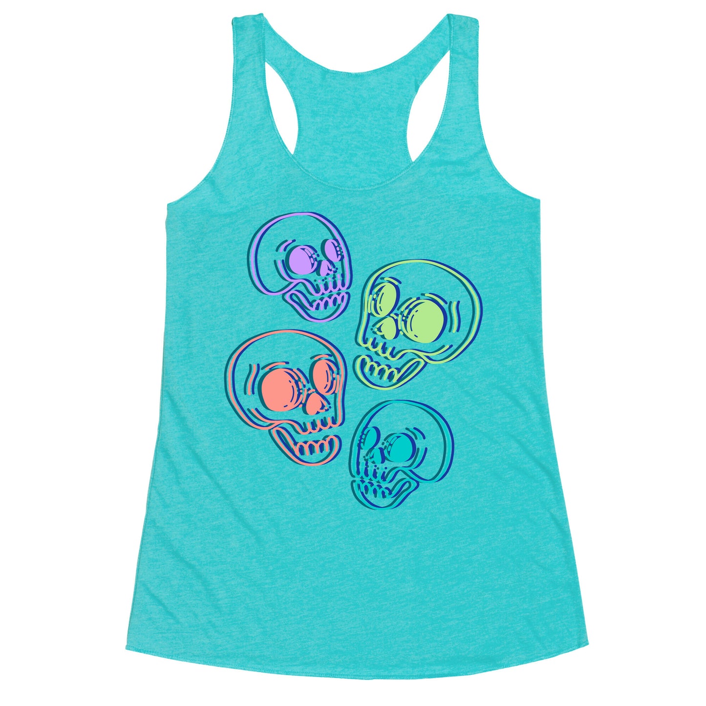 Pastel Skulls Glitch Racerback Tank