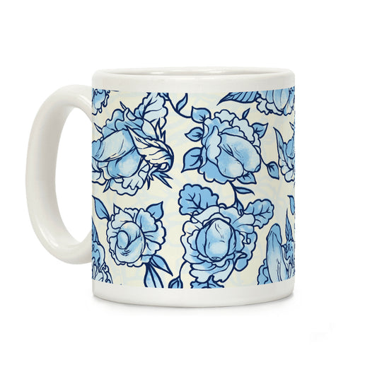 Floral Penis Pattern Blue Coffee Mug